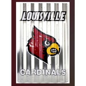Louisville Cardinals Corrugated Metal Sign NCAA New Grey Metal 12"x18" ACC Wall